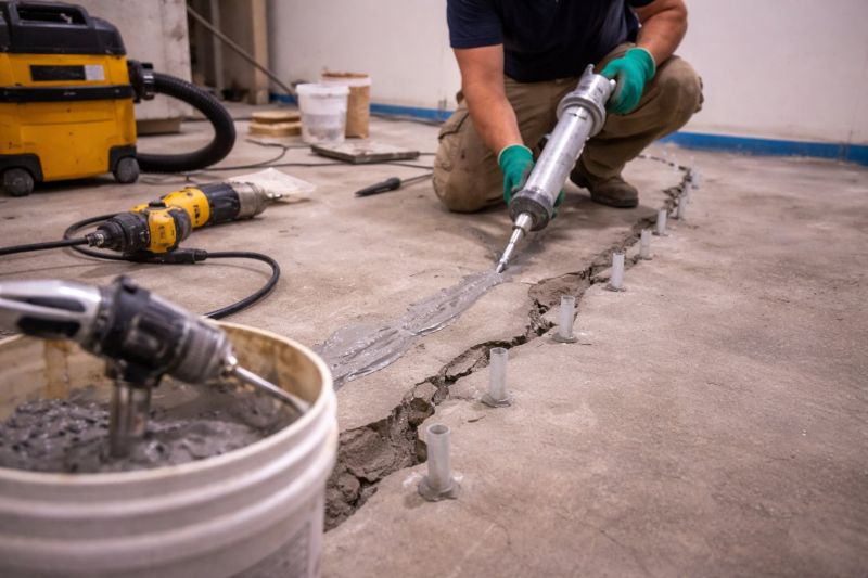 Cracked Basement Floor Repair in Berlin, CT