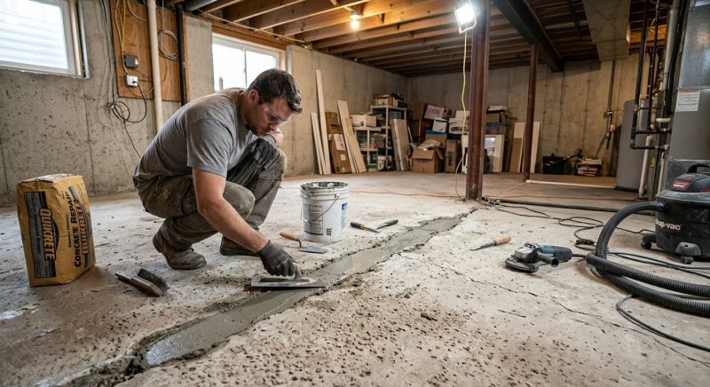 Cracked Basement Floor Repair in Berlin, CT